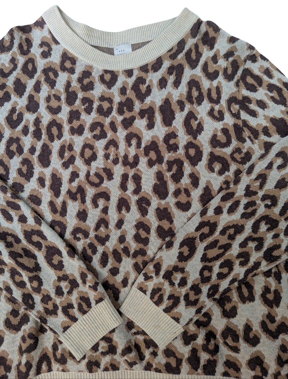 a new day Leopard Print Crewneck Sweater - Beige and Brown Womens Size XL - Picture 5 of 6